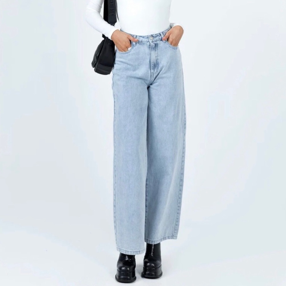 Princess Polly Light Wash Wide Leg Jeans